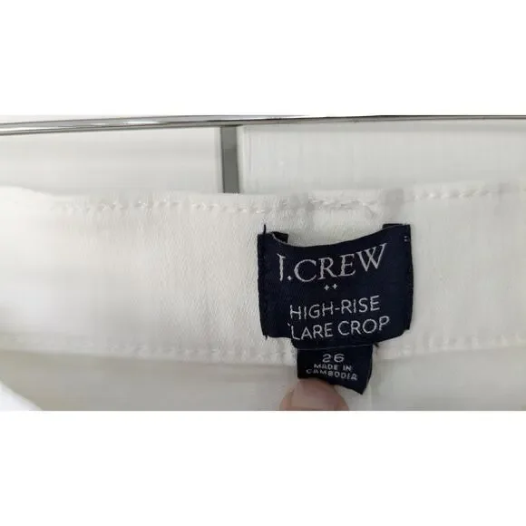 J. Crew Factory High Rise Flare Crop White Denim Jeans - Picture 5 of 9